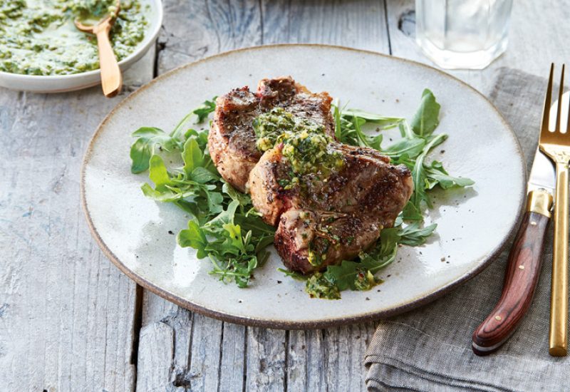 LAMB LOIN CHOPS WITH LEMON-MINT SALSA VERDE RECIPE copy