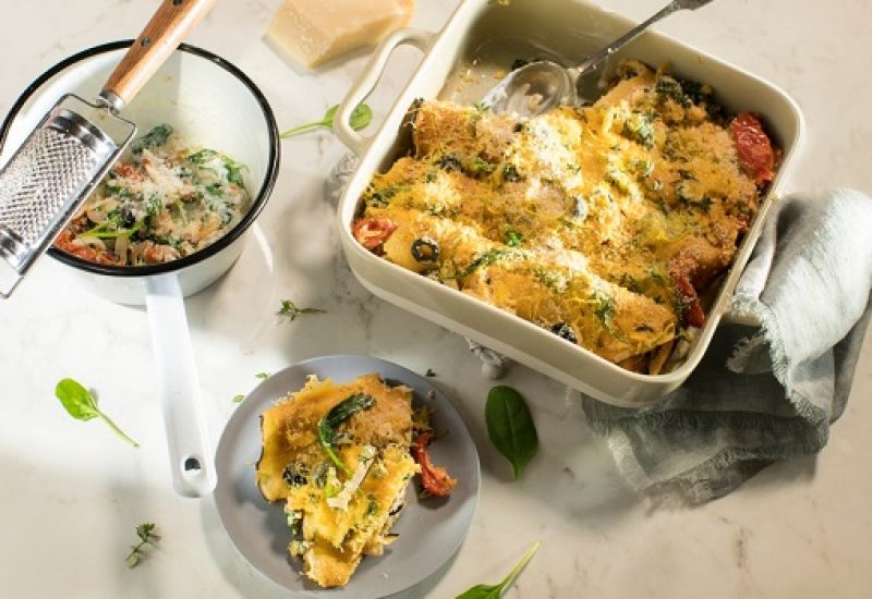LR Siúcra & Catherine Fulvio’s Tomato and Olive Pancake Bake