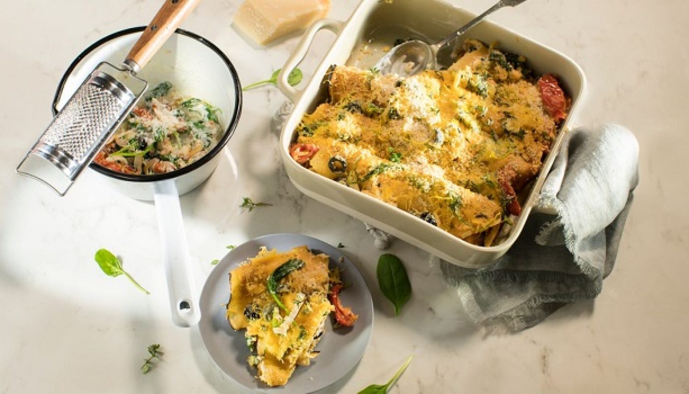 LR Siúcra & Catherine Fulvio’s Tomato and Olive Pancake Bake