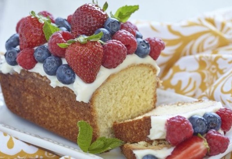 Berry cake with strawberry, raspberry and blueberry