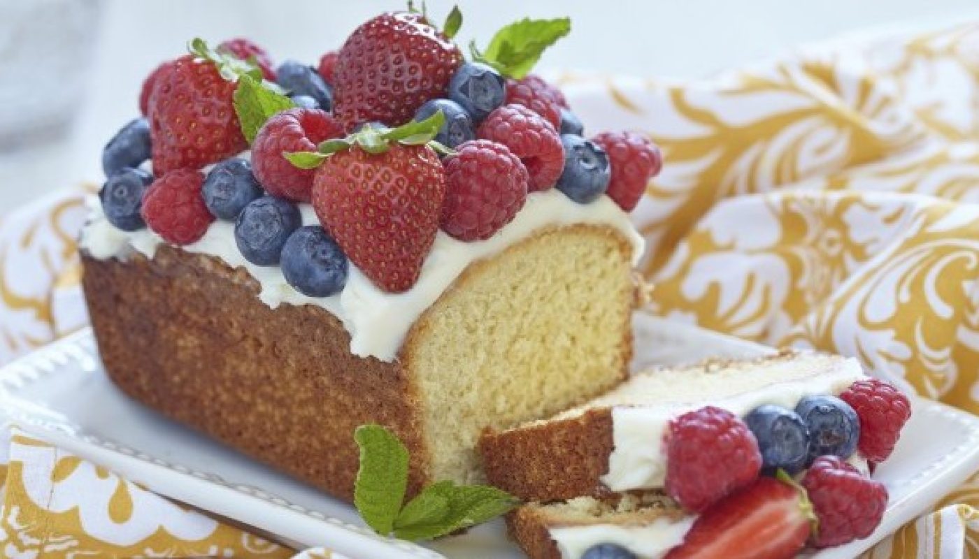 Berry cake with strawberry, raspberry and blueberry