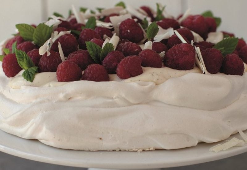Raspberry and White Chocolate Pavlova Recipe by Neven Maguire World Chocolate Day 2022