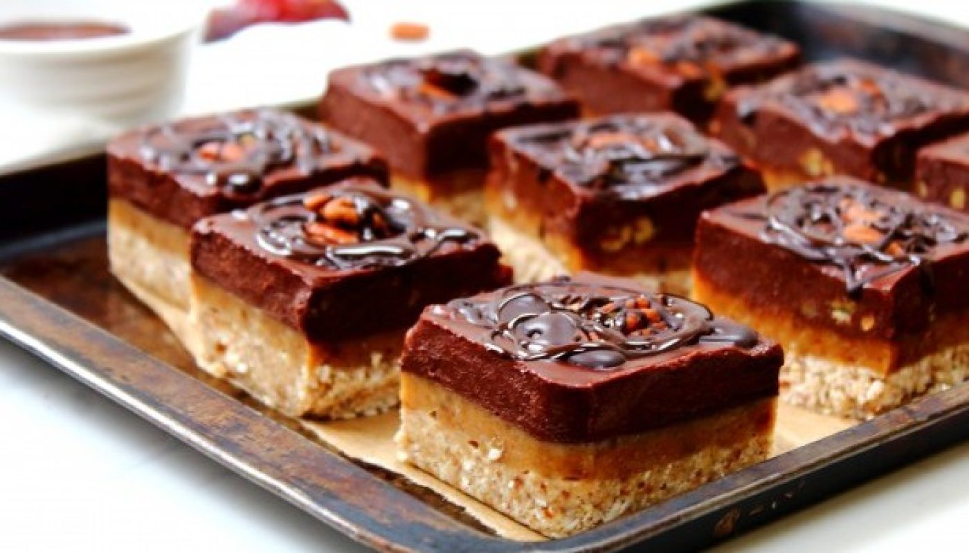 Peachy Palate Chocolate caramel pecan squares