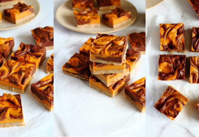 Chocolate Orange Pumpkin Swirl Bars Recipe by Peachy Palate