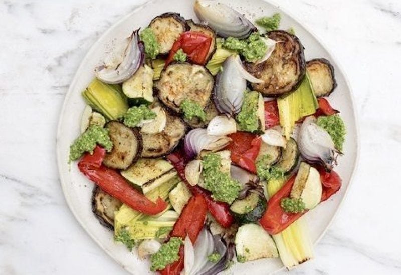 Roasted mediterranean pesto veg