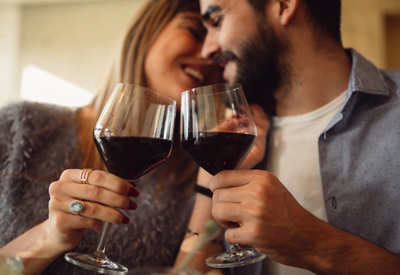 couple drinking red wine