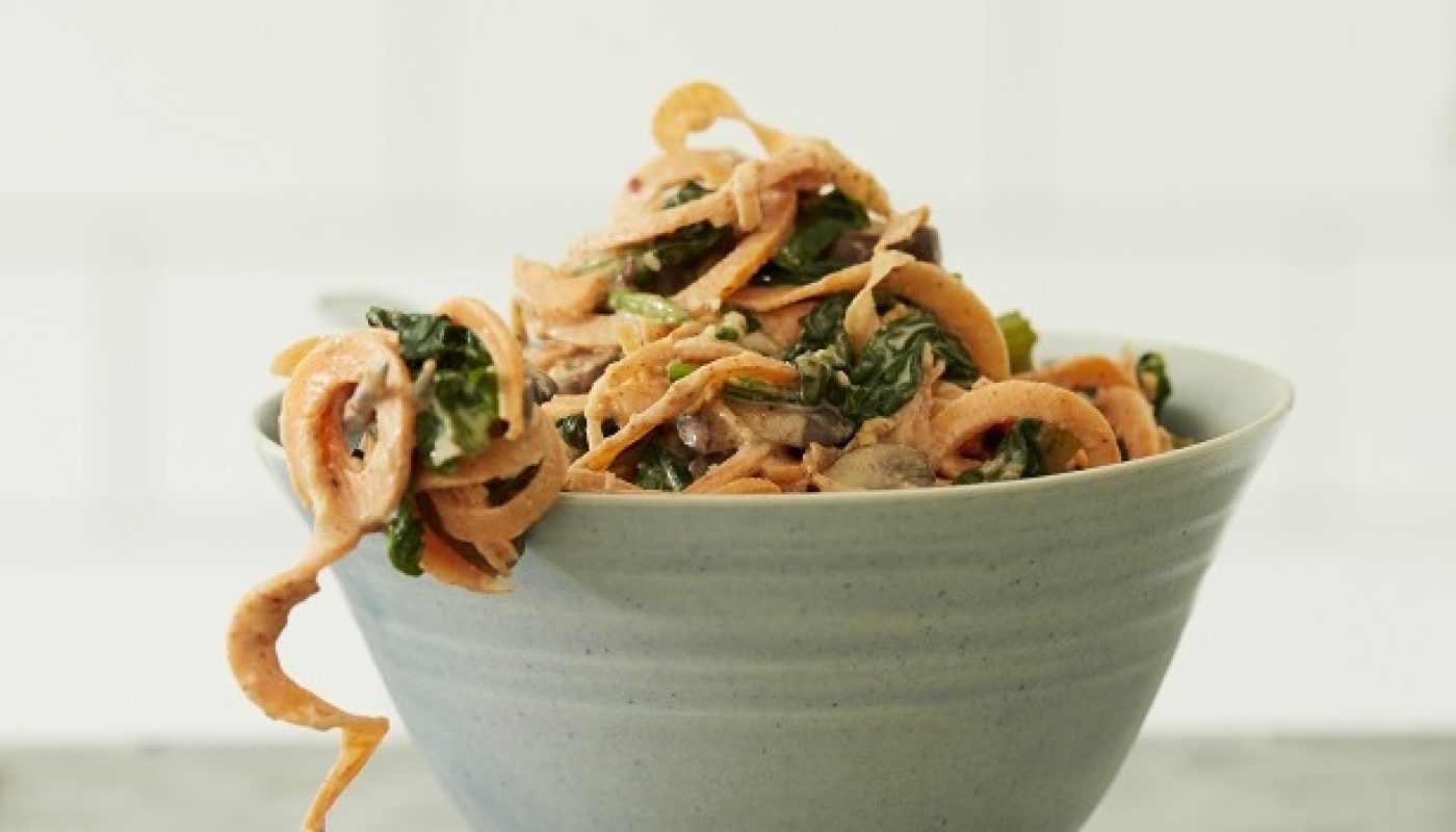 SWEET POTATO NOODLES RECIPE WITH A CREAMY PEANUT SATAY SAUCE - HIGH