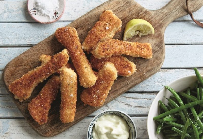 Salmon Fish Fingers and Green Beans Recipe from A Cookbook Collection