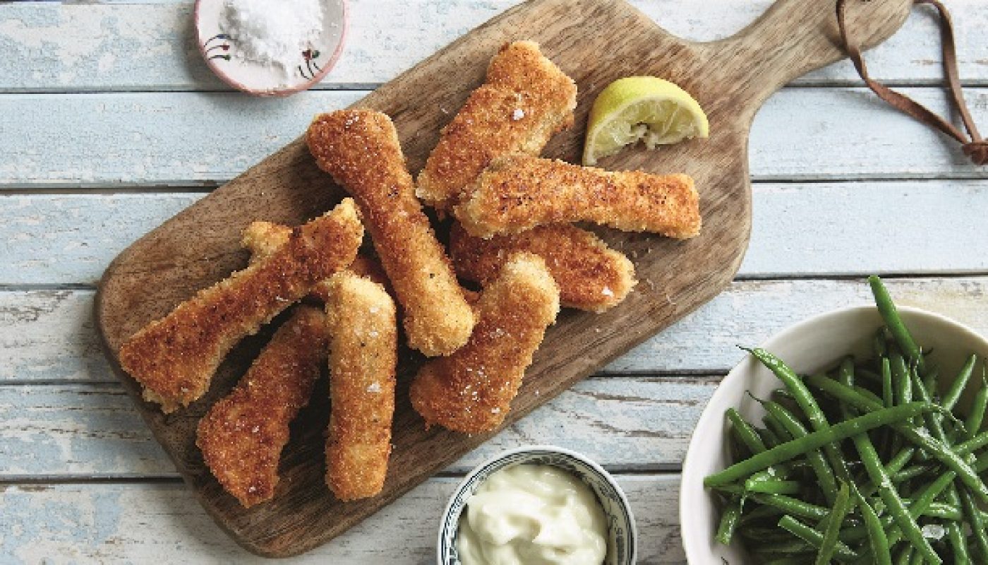 Salmon Fish Fingers and Green Beans Recipe from A Cookbook Collection