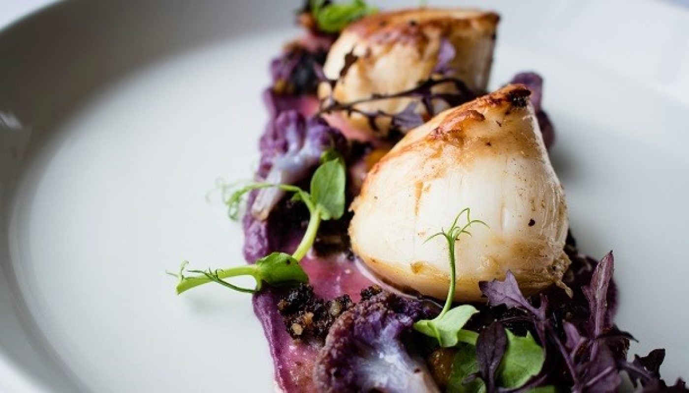 Armada Hotel Pan Seared Scallops, Purple Cauliflower & Smoked Bacon Recipe From Armada Hotel Spanish Point