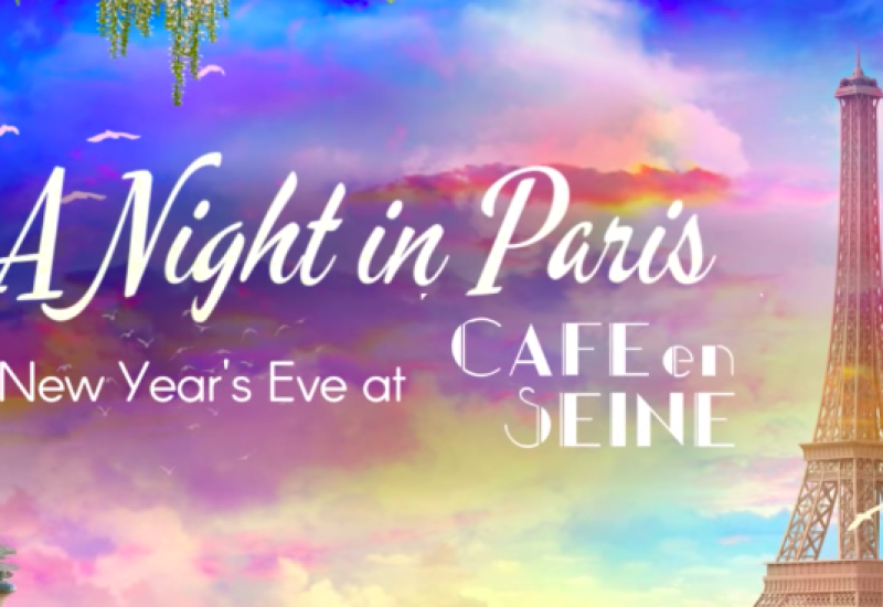 Cafe en Seine night in paris
