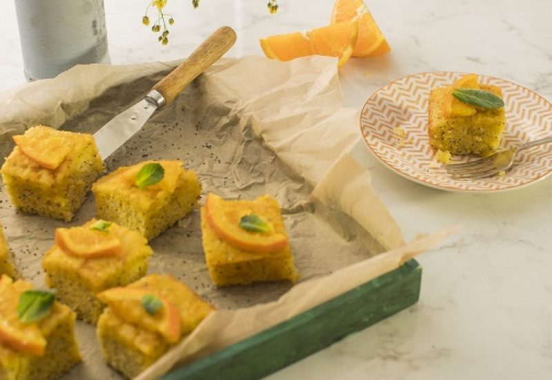 Siucra x Catherine Fulvio Orange, Poppy and Polenta Drizzle Squares Recipe