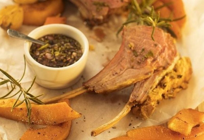 Siucra x Catherine Fulvio Rack of Lamb with Mint, Shallot & Red Wine Vinegar Dressing