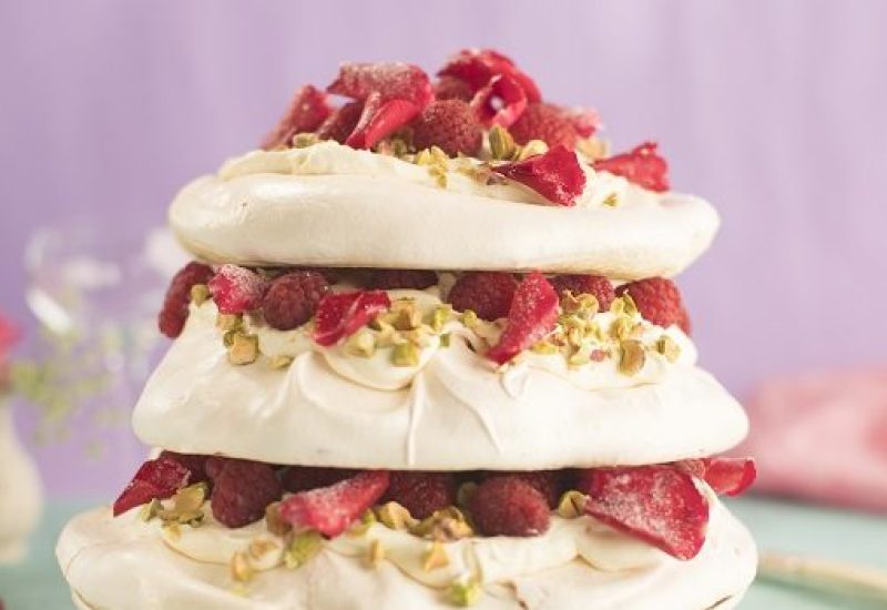 Siúcra & Catherine Fulvio Pistachio Raspberry & Rosewater Meringue Tower Recipe