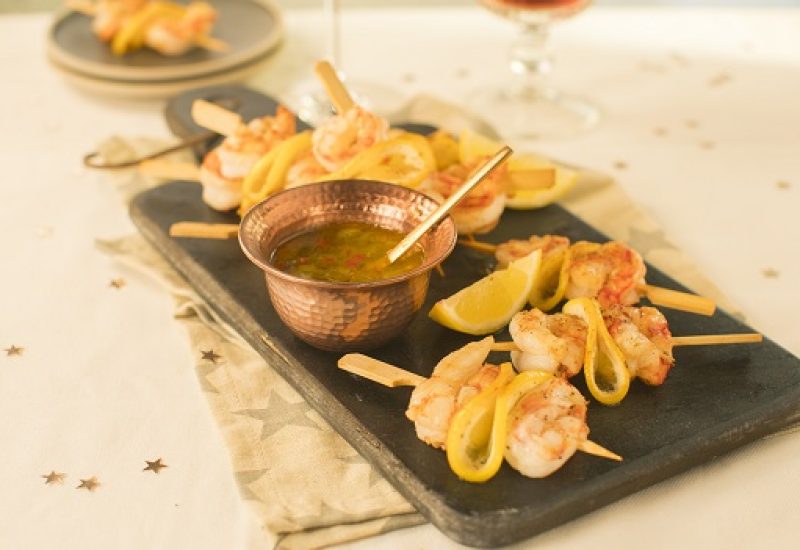 Siúcra & Catherine Fulvio's Mini Prawns Skewers Recipe with Lemon Chilli Dip
