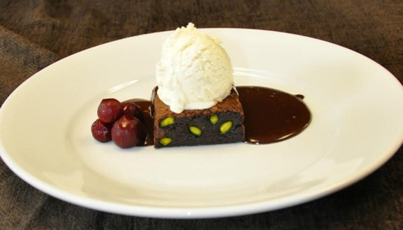 Sour Cherry Pistachio Brownie Recipe by Darren Harris