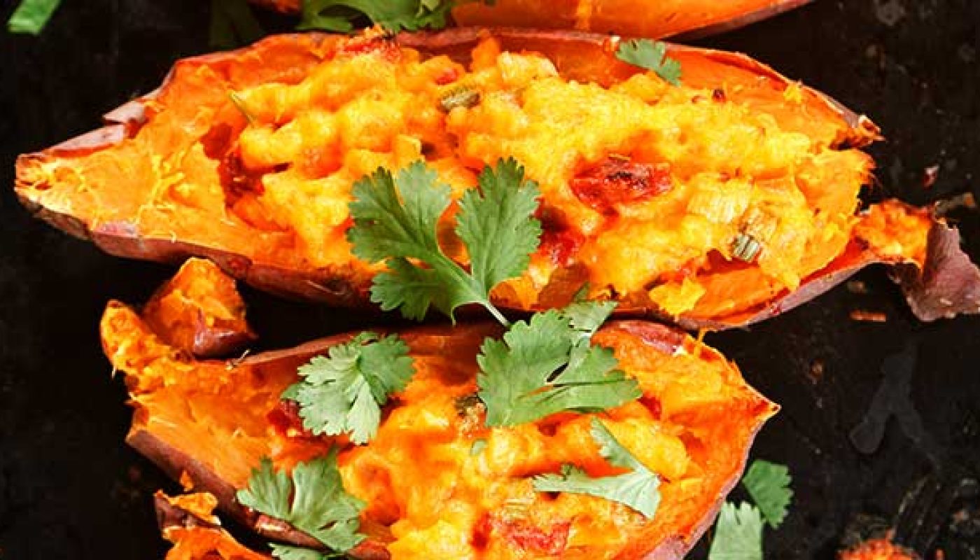 Bacon & Melted Cheese Spicy Sweet Potato Wedges Recipe by Clement Pavie