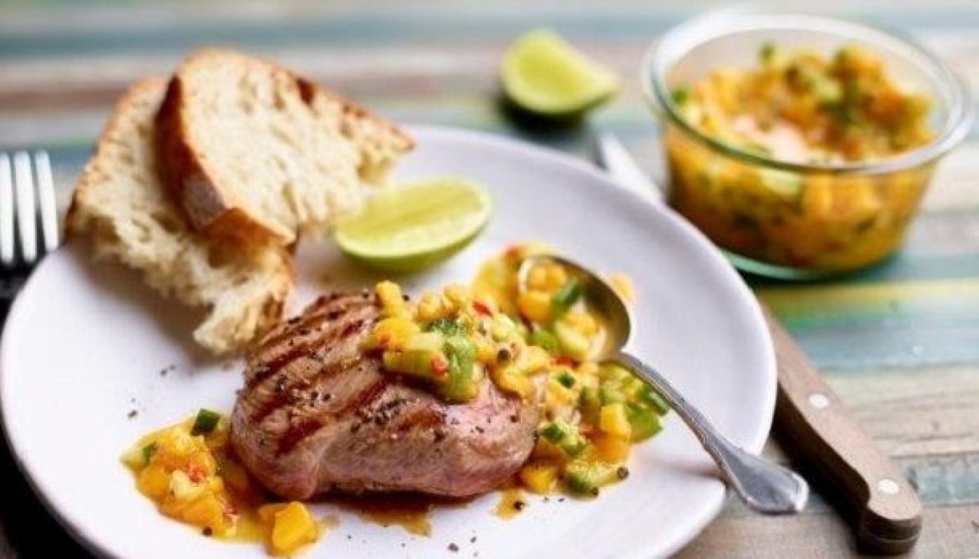 TastyEasyLamb Grilled Lamb Steaks with Spicy Mango Salsa finished