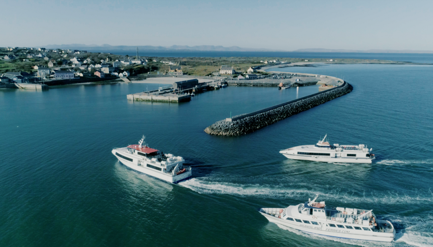 Three Ferries Approaching Inis Mór Harbour