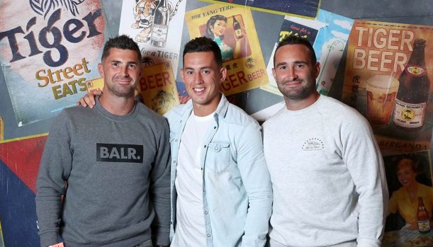 Rob Kearney, Noel Reid and Dave Kearney Tiger Street Eats Pic: Marc O'Sullivan