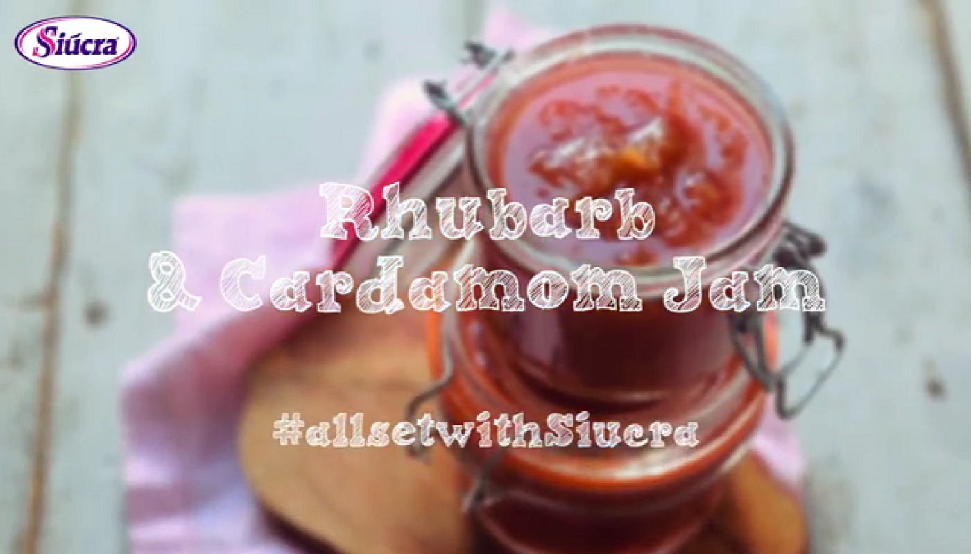 Rhubarb and Cardamom Jam Recipe Video from Siúcra