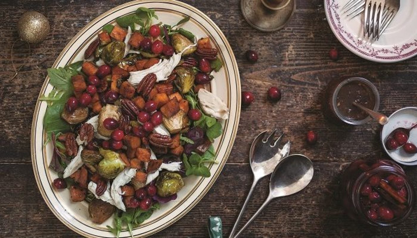 warm-turkey-salad-with-pickled-cranberries