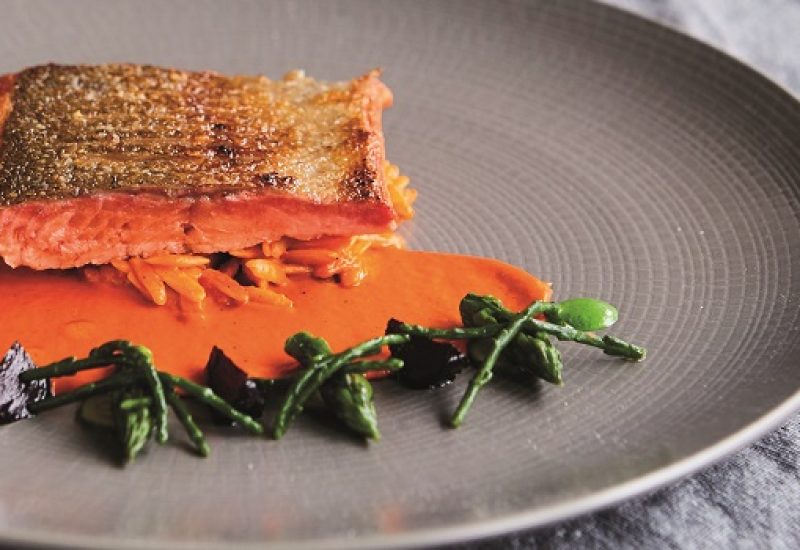Wild Sea Trout Red Pepper Orzo and Glazed Beetroot Recipe By Chef Adrian