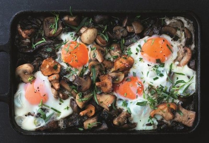 Pan Fried Mushrooms with Baked Eggs Recipe by Marcus Wareing