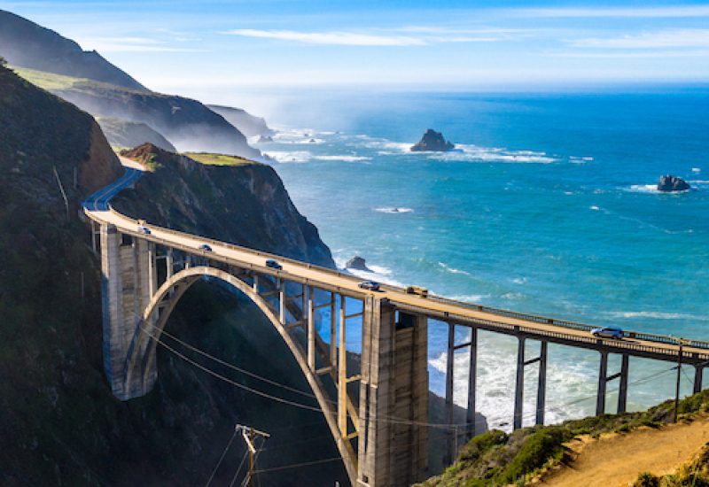 Big Sur Bridge California Ocean Road Costline CA-1 Drone Shot