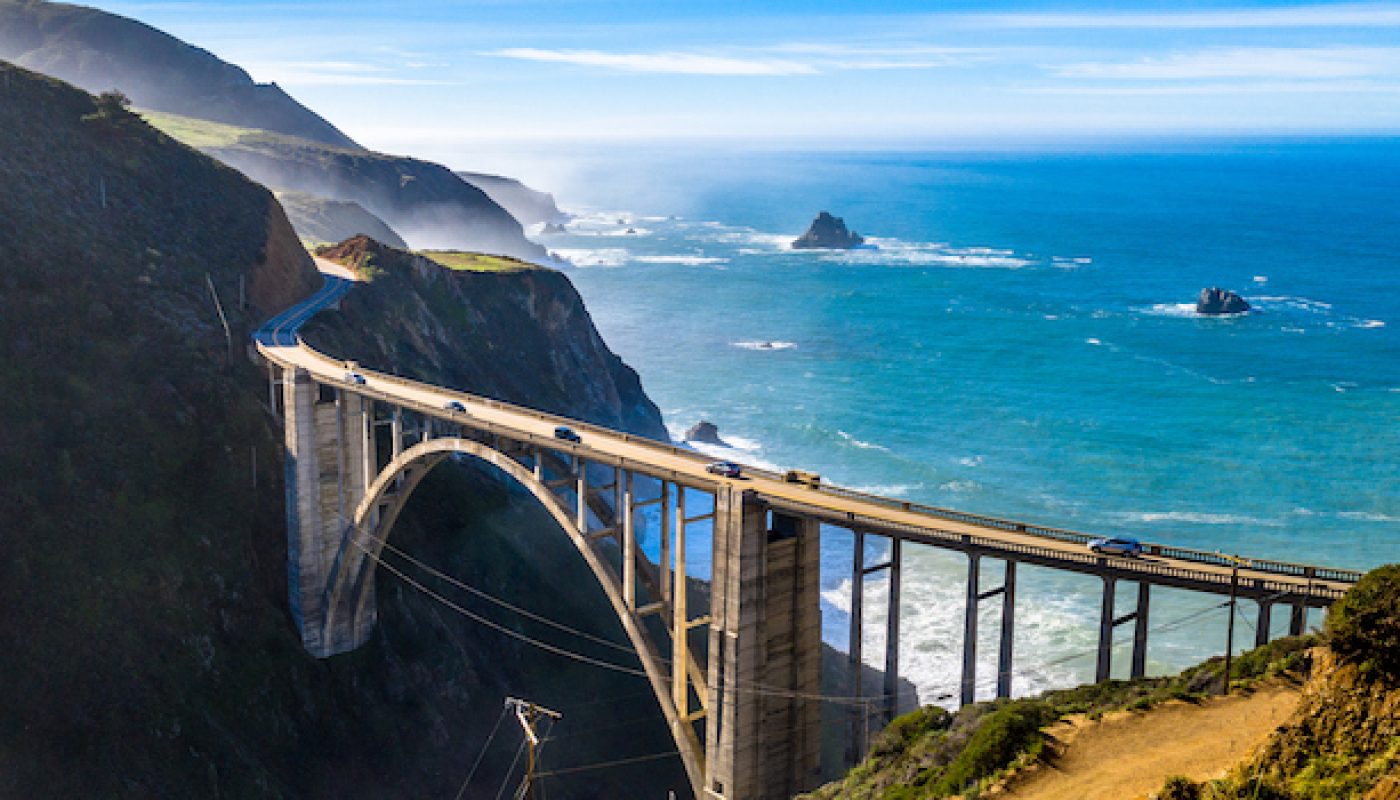 Big Sur Bridge California Ocean Road Costline CA-1 Drone Shot