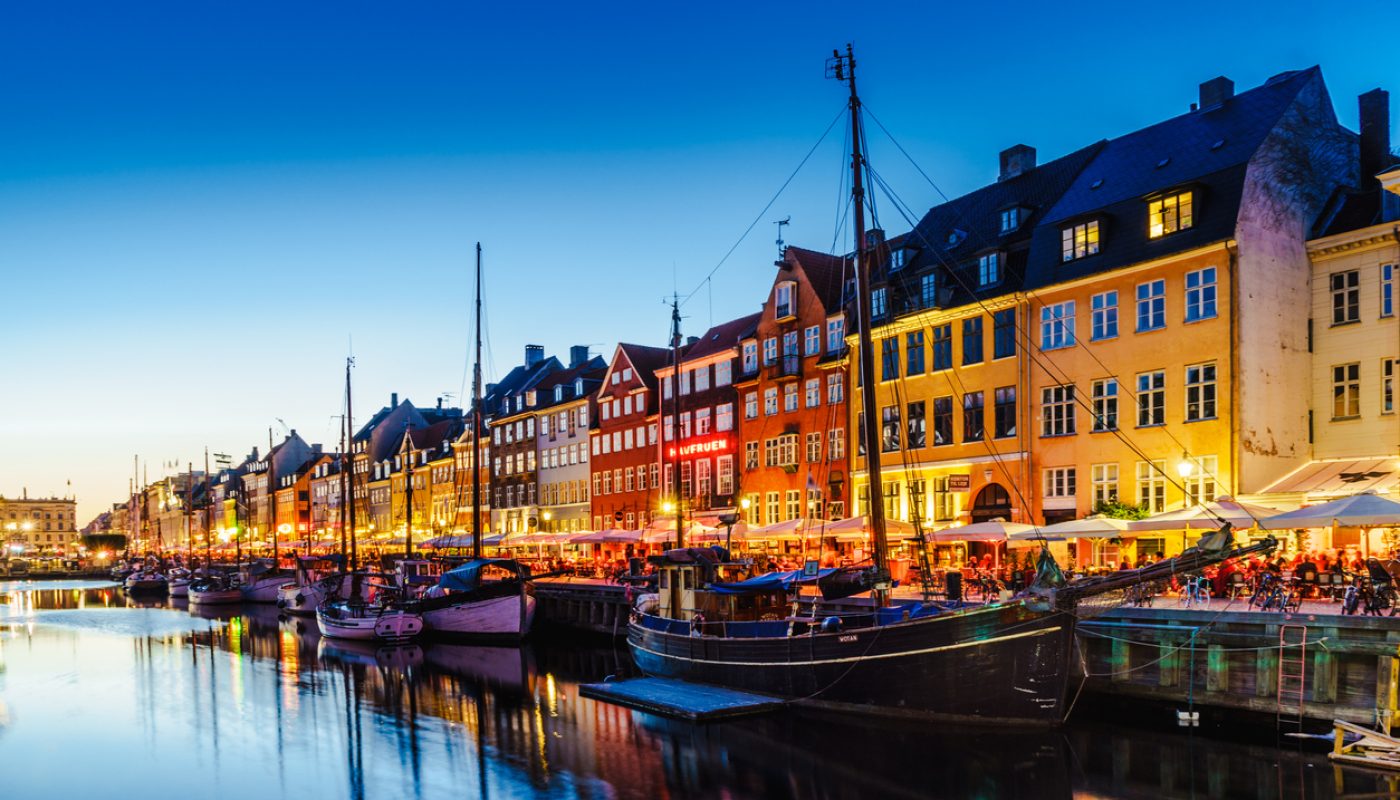 Nyhavn harbor in Night, Copenhagen