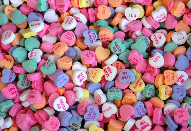 Large quantity of colorful Valentine Candy hearts