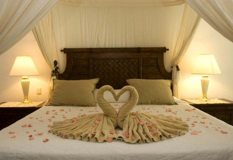 Beautiful Romantic Honeymoon Hotel Suite, Empty, Copy Space