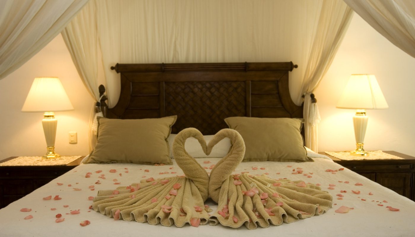 Beautiful Romantic Honeymoon Hotel Suite, Empty, Copy Space