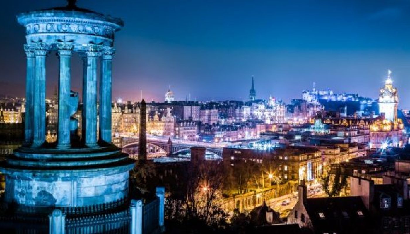 Night view from Calton Hill to Edinburgh