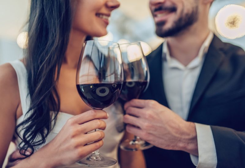 Romantic couple in restaurant