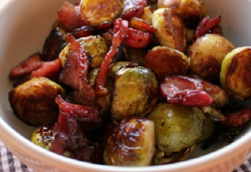 Balsamic and Bacon Baked Sprouts Recipe by The Wonky Spatula