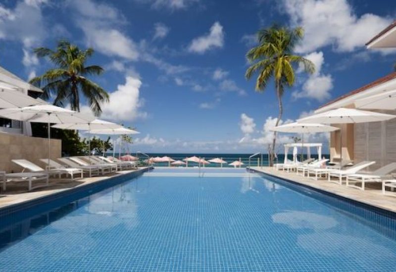 infinity pool body holiady tropical sky