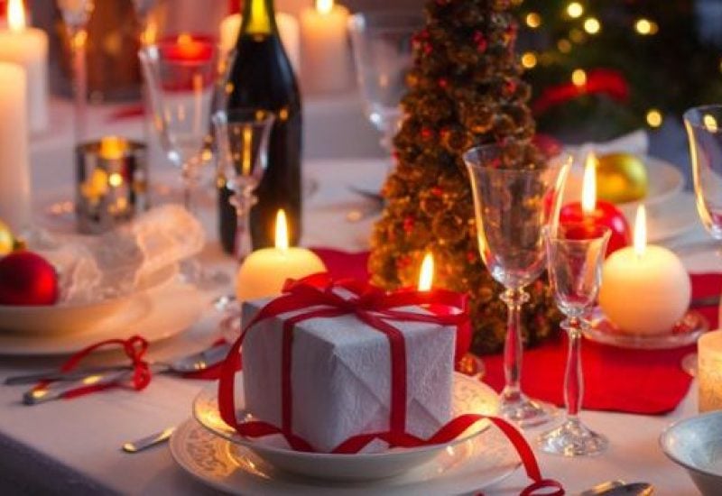 Surprise waiting  for the familly on a Christmas table