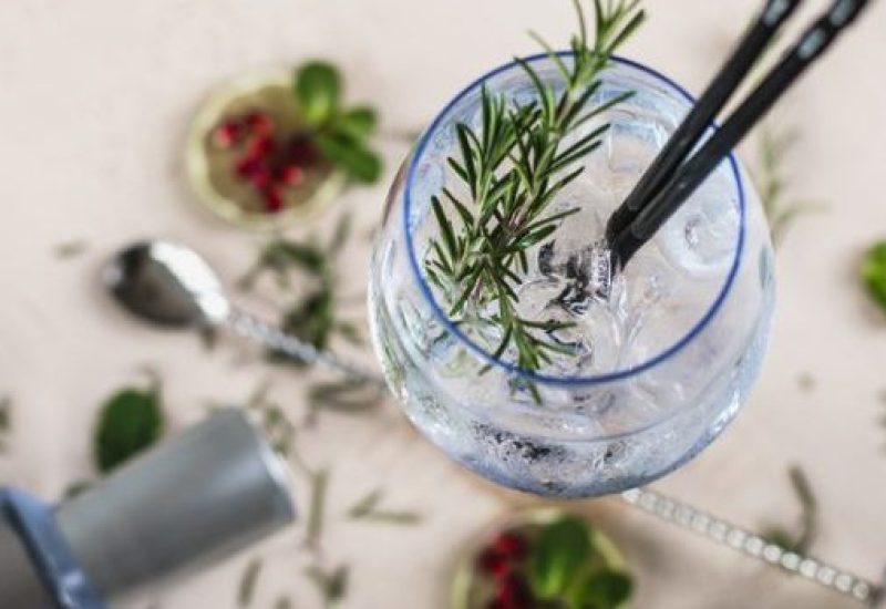 Gin Soda with a Rosemary