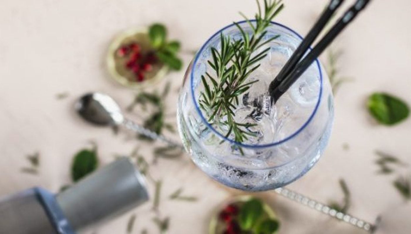 Gin Soda with a Rosemary