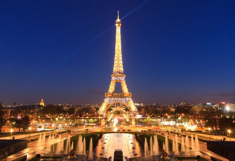 Eiffel tower blue lights