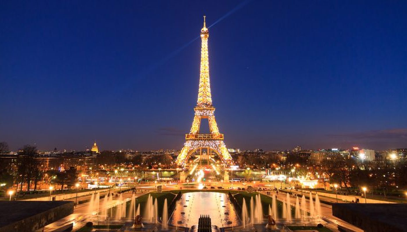 Eiffel tower blue lights