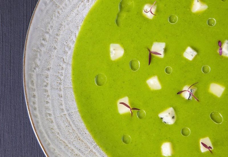 Broccoli & Spinach Soup with Cashel Blue Crumbs Recipe By Chef Igor From The Gibson