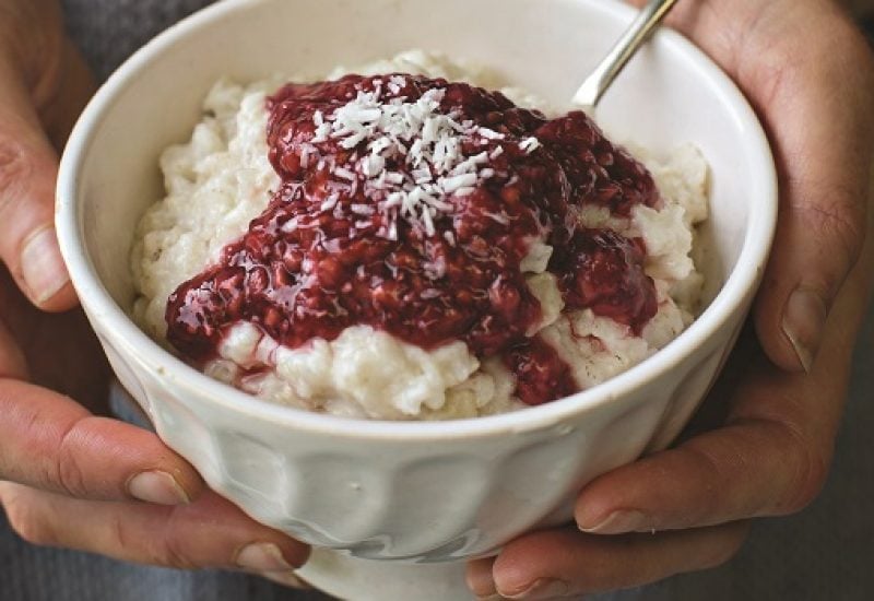 Coconut Rice Porridge with Quick Chia Jam Recipe by Roz Purcell