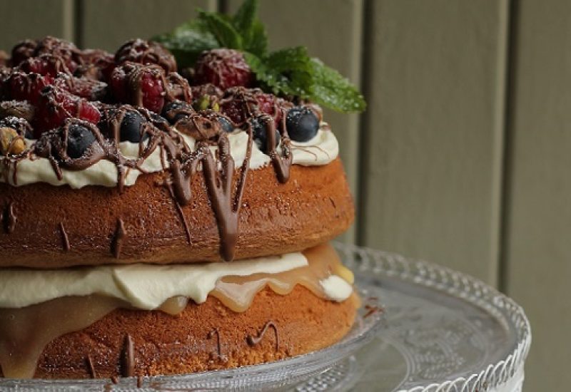 Summer Sponge with Lemon Curd and Berries By Nessa Robins