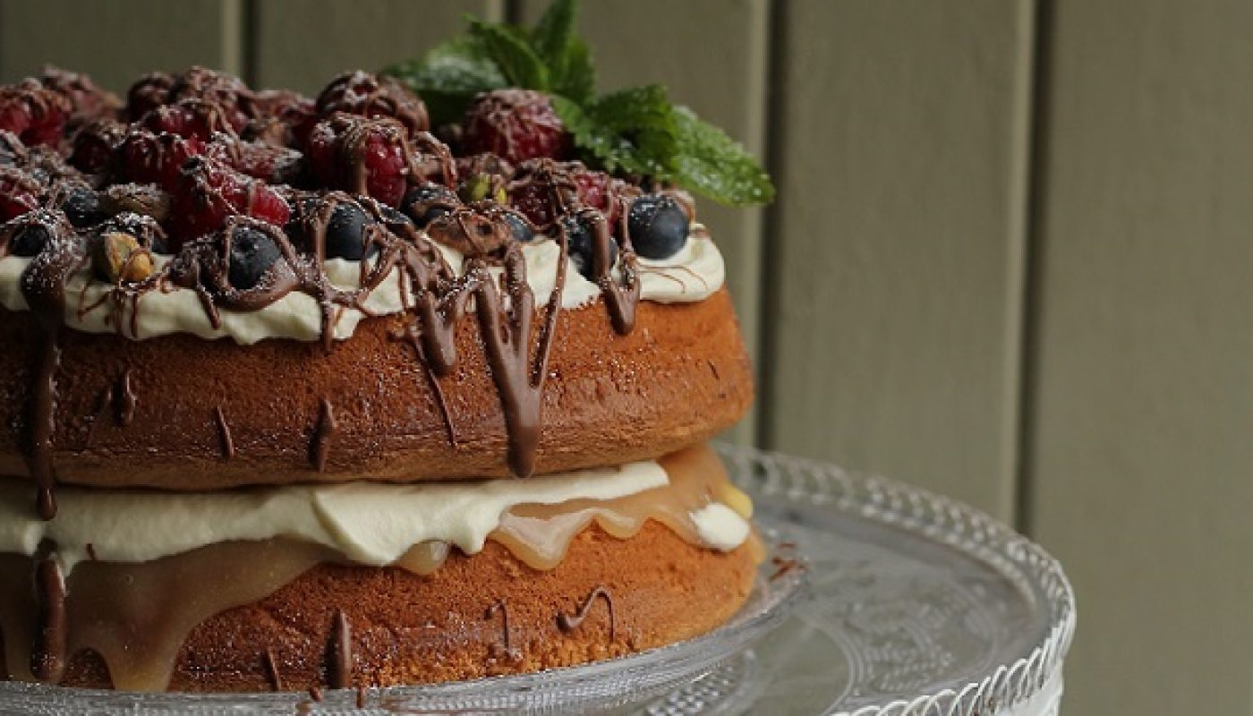 Summer Sponge with Lemon Curd and Berries By Nessa Robins