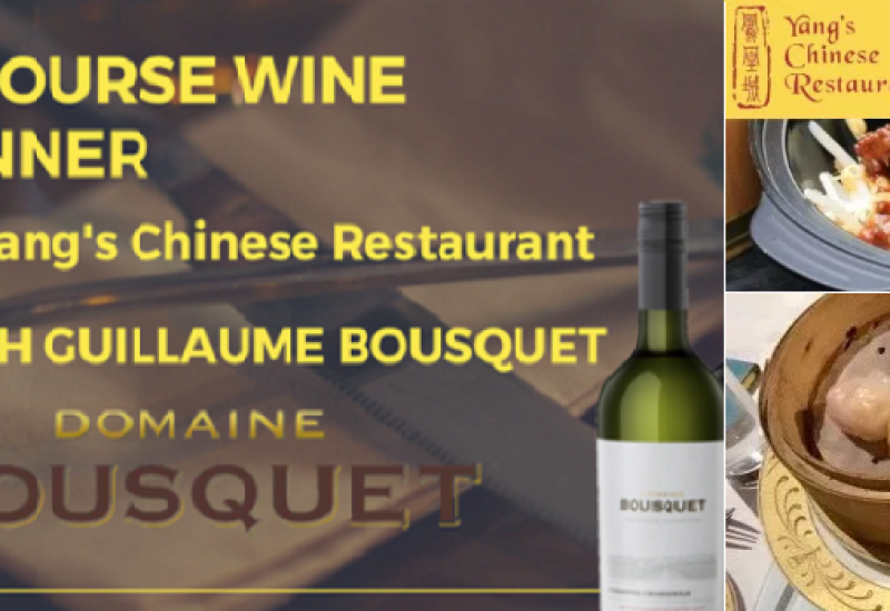 Enjoy a Six Course Bousquet Wine Dinner at Yang's of Clontarf Next April 18th